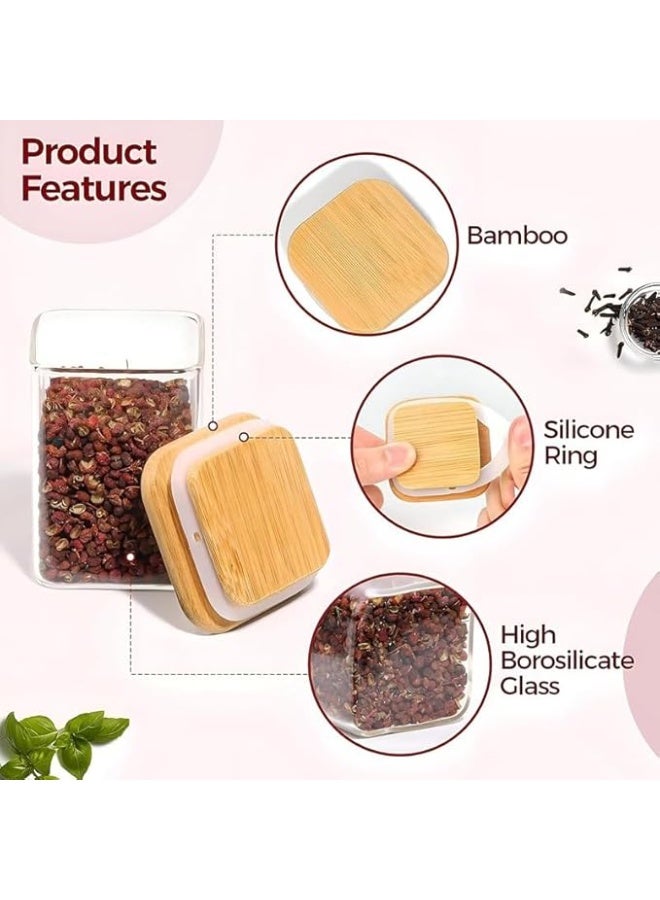 Clear Glass Jar with Wooden Airtight leakproof Bamboo Lid for kitchen pantry Nuts,tea,sugar,coffee,spices,masala, Gifting Item, Uses in cafes,Resturants,Hotels,carfting(300ML, 1 Pcs) - Image 2